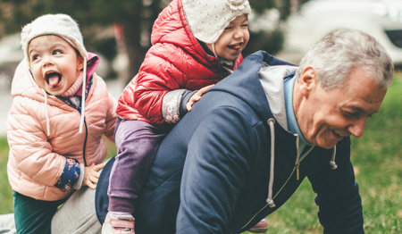 grandfather and kids
