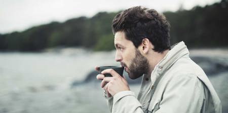 man drinking tea